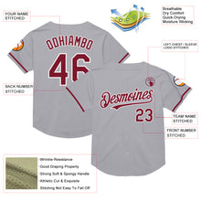 Load image into Gallery viewer, Custom Gray Crimson-White Mesh Authentic Throwback Baseball Jersey
