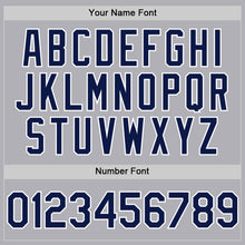 Load image into Gallery viewer, Custom Gray Navy-White Mesh Authentic Throwback Baseball Jersey