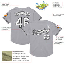 Load image into Gallery viewer, Custom Gray White-Black Mesh Authentic Throwback Baseball Jersey