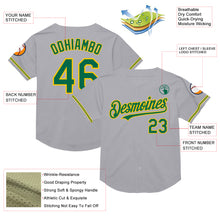 Load image into Gallery viewer, Custom Gray Kelly Green-Yellow Mesh Authentic Throwback Baseball Jersey