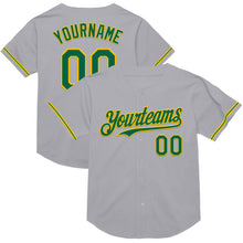 Load image into Gallery viewer, Custom Gray Kelly Green-Yellow Mesh Authentic Throwback Baseball Jersey
