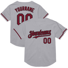Load image into Gallery viewer, Custom Gray Crimson-Black Mesh Authentic Throwback Baseball Jersey