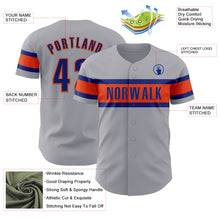 Load image into Gallery viewer, Custom Gray Royal-Orange Authentic Baseball Jersey
