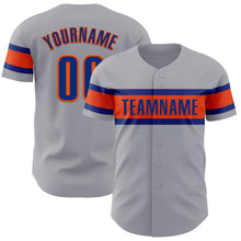 Load image into Gallery viewer, Custom Gray Royal-Orange Authentic Baseball Jersey