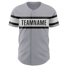 Load image into Gallery viewer, Custom Gray Black-White Authentic Baseball Jersey