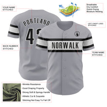 Load image into Gallery viewer, Custom Gray Black-White Authentic Baseball Jersey