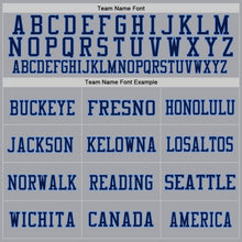 Load image into Gallery viewer, Custom Gray Navy-Light Blue Mesh Authentic Throwback Football Jersey