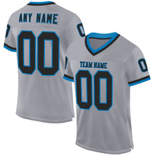 Load image into Gallery viewer, Custom Gray Black-Blue Mesh Authentic Throwback Football Jersey