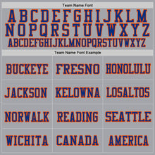 Load image into Gallery viewer, Custom Gray Royal-Orange Mesh Authentic Throwback Football Jersey