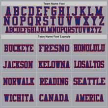 Load image into Gallery viewer, Custom Gray Royal-Red Mesh Authentic Throwback Football Jersey