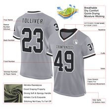 Load image into Gallery viewer, Custom Gray Black-White Mesh Authentic Throwback Football Jersey