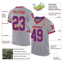 Load image into Gallery viewer, Custom Gray Purple-Orange Mesh Authentic Throwback Football Jersey