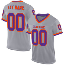 Load image into Gallery viewer, Custom Gray Purple-Orange Mesh Authentic Throwback Football Jersey