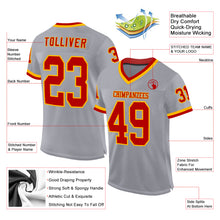 Load image into Gallery viewer, Custom Gray Red-Gold Mesh Authentic Throwback Football Jersey