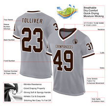 Load image into Gallery viewer, Custom Gray Brown-White Mesh Authentic Throwback Football Jersey