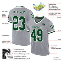 Load image into Gallery viewer, Custom Gray Green-White Mesh Authentic Throwback Football Jersey
