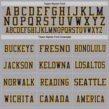 Load image into Gallery viewer, Custom Gray Navy-Gold Mesh Authentic Throwback Football Jersey