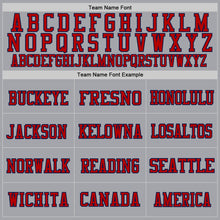 Load image into Gallery viewer, Custom Gray Navy Red-White Mesh Authentic Throwback Football Jersey