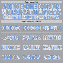 Load image into Gallery viewer, Custom Gray Light Blue-White Mesh Authentic Throwback Football Jersey