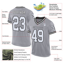 Load image into Gallery viewer, Custom Gray White-Black Mesh Authentic Throwback Football Jersey