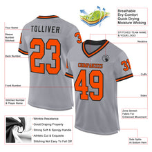 Load image into Gallery viewer, Custom Gray Orange-Black Mesh Authentic Throwback Football Jersey