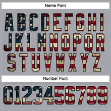 Load image into Gallery viewer, Custom Gray Vintage USA Flag Black-Cream Hockey Lace Neck Jersey