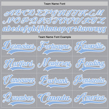 Load image into Gallery viewer, Custom Gray Light Blue-White Hockey Lace Neck Jersey