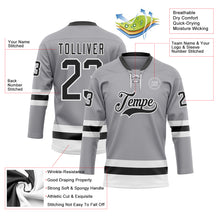 Load image into Gallery viewer, Custom Gray Black-White Hockey Lace Neck Jersey