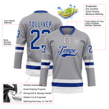 Load image into Gallery viewer, Custom Gray Royal-White Hockey Lace Neck Jersey