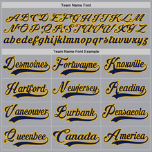 Load image into Gallery viewer, Custom Gray Navy-Gold Hockey Lace Neck Jersey