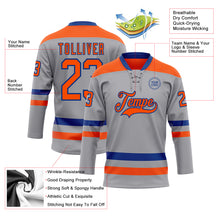 Load image into Gallery viewer, Custom Gray Orange-Royal Hockey Lace Neck Jersey