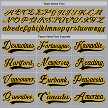 Load image into Gallery viewer, Custom Gray Black-Gold Hockey Lace Neck Jersey