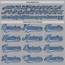 Load image into Gallery viewer, Custom Gray Light Blue-Black Hockey Lace Neck Jersey