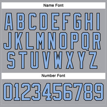 Load image into Gallery viewer, Custom Gray Light Blue-Black Hockey Lace Neck Jersey