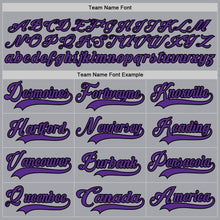 Load image into Gallery viewer, Custom Gray Purple-Black Hockey Lace Neck Jersey