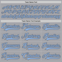 Load image into Gallery viewer, Custom Gray Light Blue-Steel Gray Hockey Lace Neck Jersey