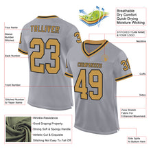 Load image into Gallery viewer, Custom Gray Old Gold-Black Mesh Authentic Throwback Football Jersey