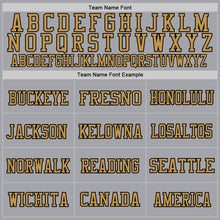 Load image into Gallery viewer, Custom Gray Old Gold-Black Mesh Authentic Throwback Football Jersey