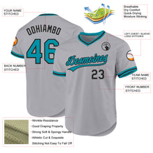 Load image into Gallery viewer, Custom Gray Teal-Black Authentic Throwback Baseball Jersey