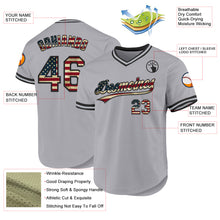 Load image into Gallery viewer, Custom Gray Vintage USA Flag-Black Authentic Throwback Baseball Jersey