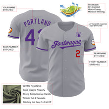 Load image into Gallery viewer, Custom Gray Purple-Red Authentic Baseball Jersey