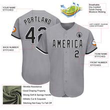 Load image into Gallery viewer, Custom Gray Black-White Authentic Baseball Jersey