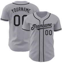 Load image into Gallery viewer, Custom Gray Black Authentic Baseball Jersey