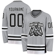 Load image into Gallery viewer, Custom Gray Black-White Hockey Jersey