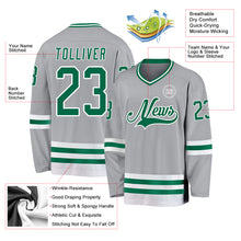 Load image into Gallery viewer, Custom Gray Kelly Green-White Hockey Jersey