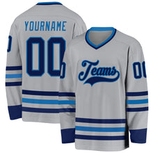 Load image into Gallery viewer, Custom Gray Navy-Blue Hockey Jersey