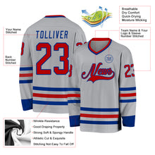 Load image into Gallery viewer, Custom Gray Red-Royal Hockey Jersey