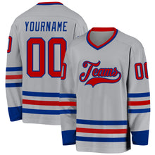 Load image into Gallery viewer, Custom Gray Red-Royal Hockey Jersey