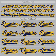 Load image into Gallery viewer, Custom Gray Navy-Gold Hockey Jersey