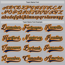 Load image into Gallery viewer, Custom Gray Navy Gold-Orange Hockey Jersey